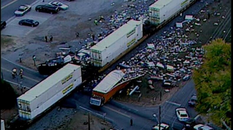 This was the scene in November 2016 after a train crashed into a truck in Norcross. Norcross will soon add a mass communication system making it easier to alert the community of similar critical events. (Credit: Channel 2 Action News)