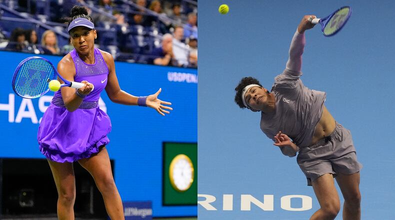 The new Atlanta Cup exhibition at Gas South Arena will feature popular tennis players Naomi Osaka (left) and Ben Shelton, who was born in Atlanta and competed in the Atlanta Open twice. (AP)