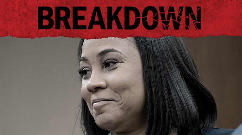 Fulton County District Attorney Fani Willis watches as potential jurors are excused during proceedings to seat a special purpose grand jury in May 2022. The latest episode of The Atlanta Journal-Constitution's podcast "Breakdown The Trump Grand Jury" looks at the report that the special grand jury will issue, and what Willis' next moves will be. (Ben Gray / AP)