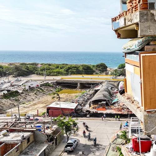 Damaged buildings are seen following the June 24 twin earthquakes in Caraballeda in the state of La Guaira, Venezuela, Thursday, July 2, 2026. (Miguel Medina/Pool Photo via AP)