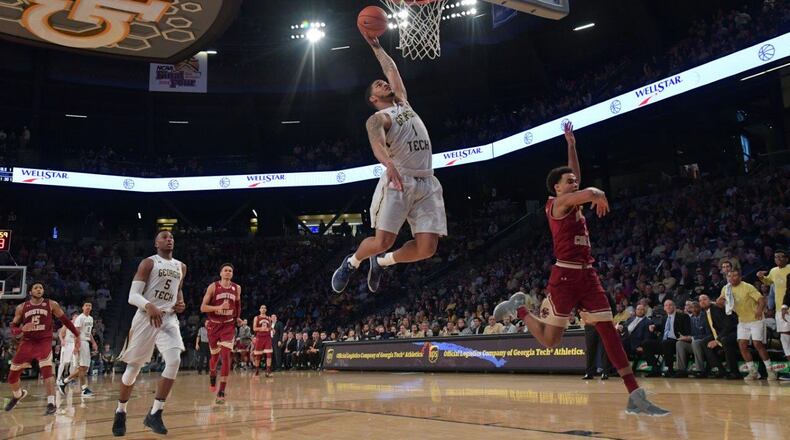 Georgia Tech and guard Tadric Jackson will play for a spot in the NIT quarterfinals against Belmont Sunday at McCamish Pavilion (AJC photo by Hyosub Shin)
