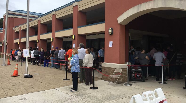 This was the line at 10 a.m. on Wednesday, Oct. 17, 2018 for folks waiting to vote early in Cobb County.