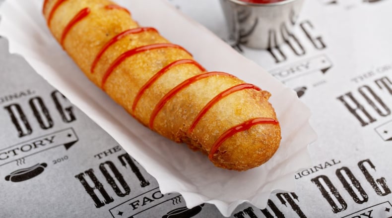 Corn Dog from the Original Hot Dog Factory. Courtesy of the Original Hot Dog Factory