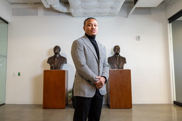 Ryan Smith, executive vice president of Atlanta Life Insurance Co., poses for a portrait inside the company's headquarters at the Bank of America Plaza in Atlanta on Wednesday, Jan. 29, 2025. (Arvin Temkar/AJC)