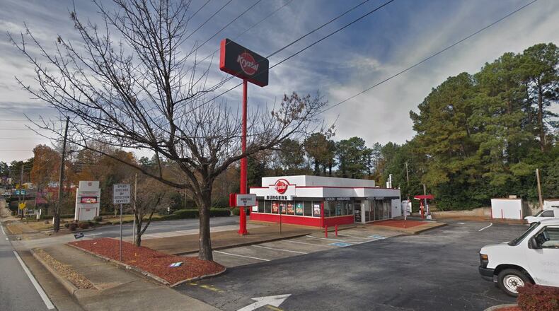 This Google Maps screenshot shows the Krystal on North Druid Hills Road.