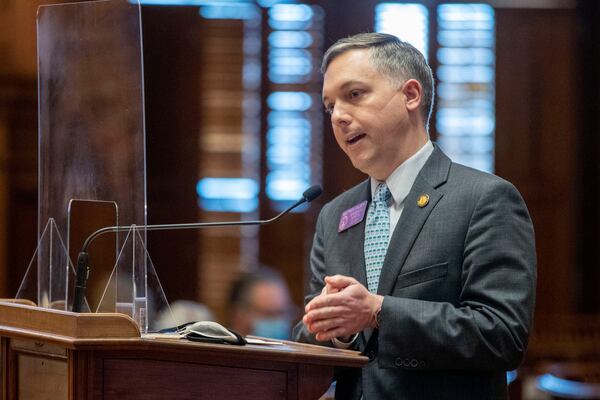 02/09/2021 —Atlanta, Georgia — Rep. Matthew Wilson (D-Brookhaven) speaks against HB 112 in the House Chambers on day 14 of the Georgia Legislative session at the Georgia State Capitol in Atlanta, Tuesday, February 9, 2021. (Alyssa Pointer / Alyssa.Pointer@ajc.com)