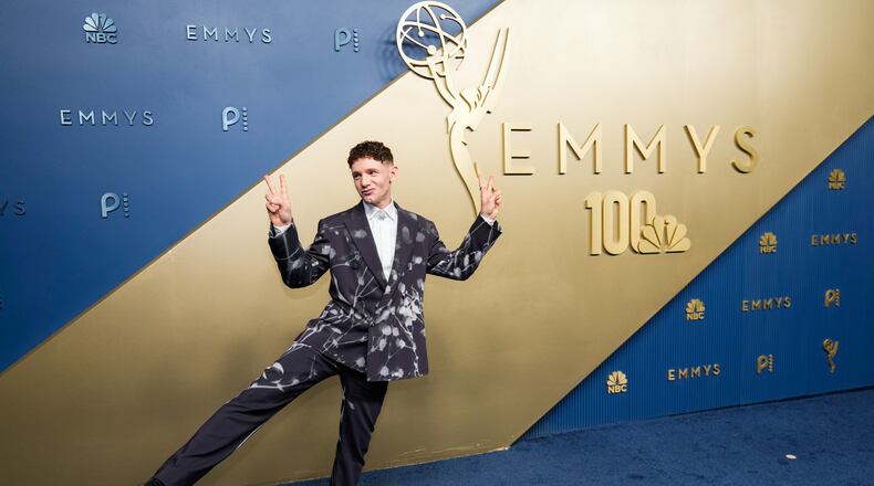 Chris Perfetti arrives at the 78th Emmy Awards on Monday, Sept. 14, 2026, at the Peacock Theater in Los Angeles. (AP Photo/Mark J. Terrill)