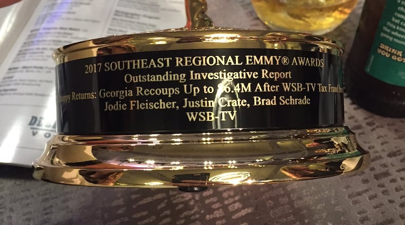 Channel 2 Action News won a Southeastern Emmy award Saturday for stories that helped Georgia revenue officials recoup up to $6.4 million. AJC reporter Brad Schrade collaborated on the story.