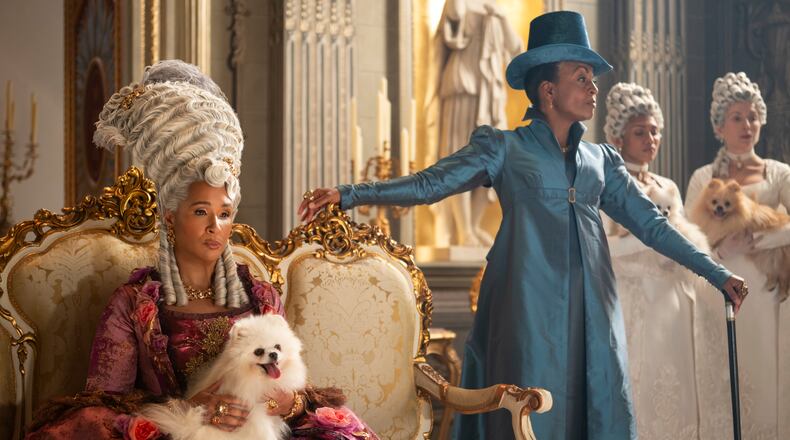During the fourth season of Netflix's "Bridgerton," the friendship between Queen Charlotte (Golda Rosheuvel, left) and and Lady Danbury (Adjoa Andoh) hits some speedbumps. (Liam Daniel/Netflix 2025)