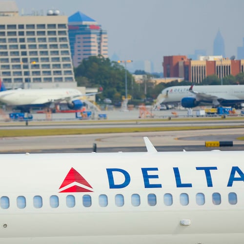 A Delta Air Lines airplane is seen at Hartsfield-Jackson Atlanta International Airport on Wednesday, Sept. 17, 2025.
(Miguel Martinez/ AJC)