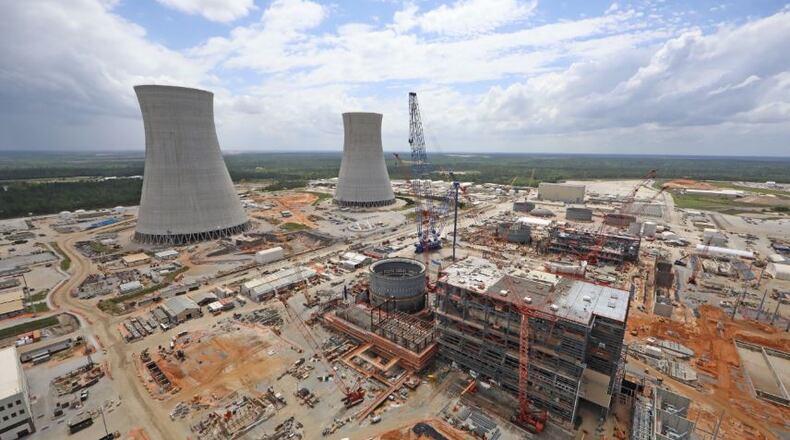 One of the two cooling towers under construction at Plant Vogtle. AJC File photo