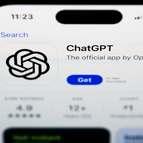 FILE - A ChapGPT logo is seen in West Chester, Pa., Wednesday, Dec. 6, 2023. (AP Photo/Matt Rourke, File)