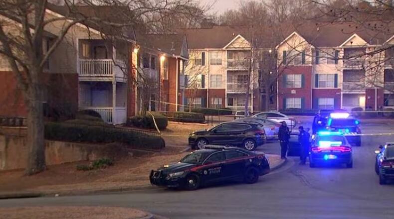 Atlanta police responded to a shooting at a southwest Atlanta apartment Monday, the first of two shootings at the complex this week, authorities said.