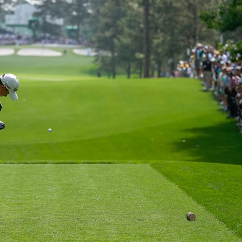 FILE - Collin Morikawa hits his tee shot on the seventh hole during the second round of the Masters golf tournament at Augusta National Golf Club on Friday, April 7, 2023, in Augusta, Ga. (AP Photo/Jae C. Hong, File)