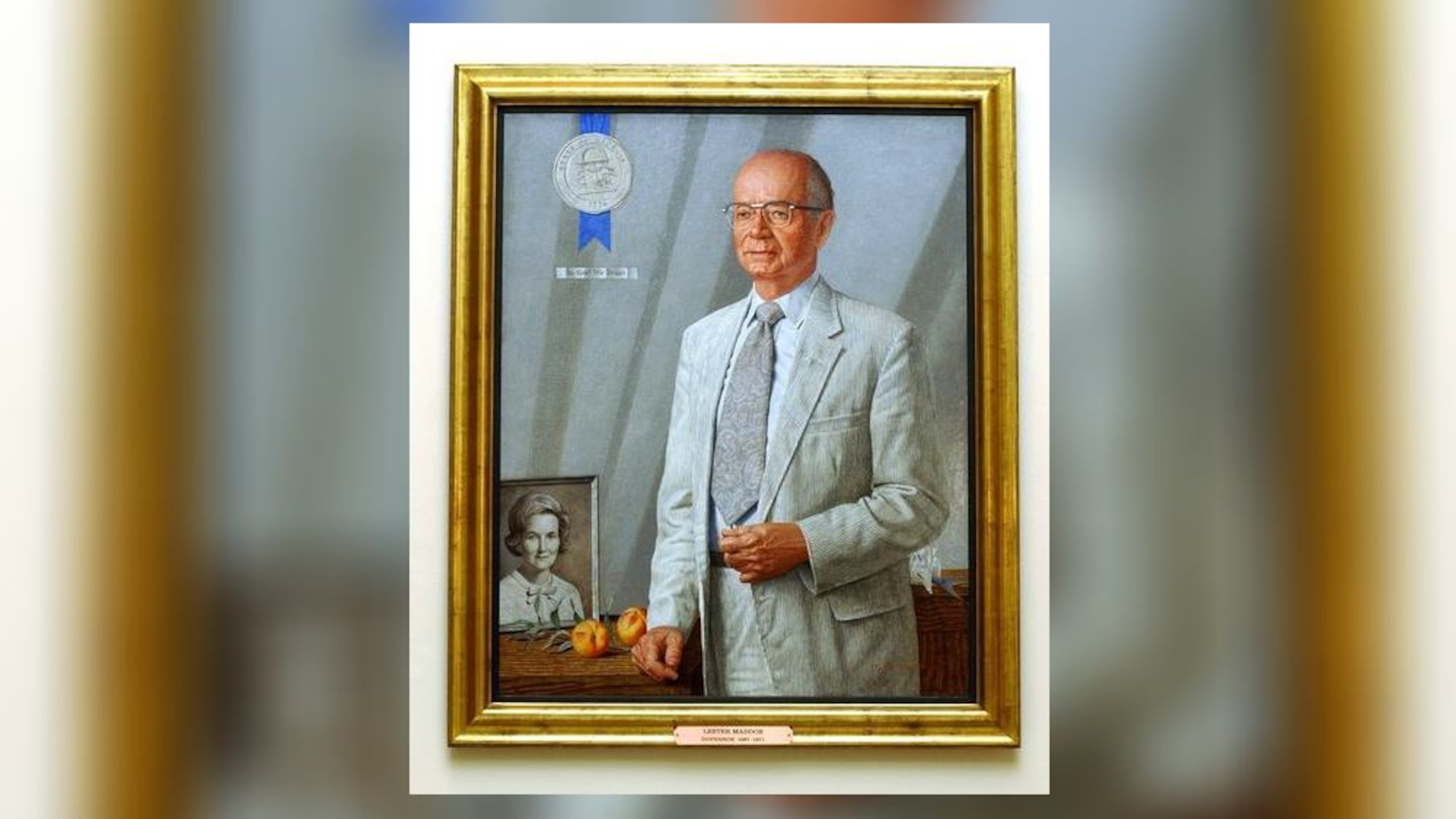 This portrait of former Gov. Lester Maddox, which hangs in the Georgia Capitol in Atlanta. (AJC file photo)