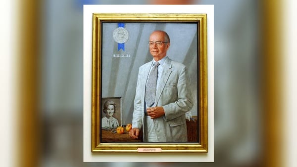 This portrait of former Gov. Lester Maddox, which hangs in the Georgia Capitol in Atlanta. (AJC file photo)
