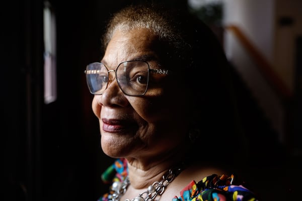 Alveda King, granddaughter of Alberta King and niece of Martin Luther King Jr., poses for a photo at Ebenezer Baptist Church in Atlanta in June 2024. (Natrice Miller/AJC)