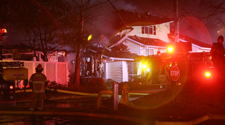 DeKalb County fire crews battled a blaze at the Broadstone at Dunwoody apartment complex at 2436 Dunwoody Crossing on Thursday, Jan. 23, 2014.