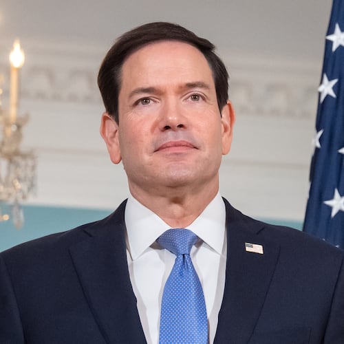Secretary of State Marco Rubio stands with Costa Rica's Foreign Minister Manuel Tovar Rivera, not shown, at the State Department, Wednesday, Sept. 16, 2026, in Washington. (AP Photo/Mark Schiefelbein)