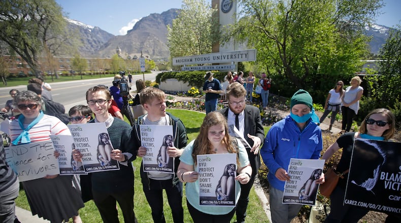Students nationwide, including Georgia, are challenging how colleges respond to sexual assaults and how victims are treated. Here is a protest at Brigham Young University. (AP Photo/Rick Bowmer, File)