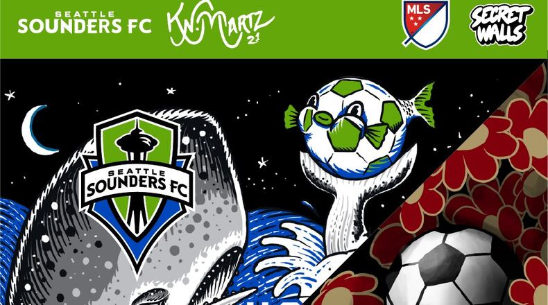 A poster for Sunday's MLS match between Atlanta United and Seattle.