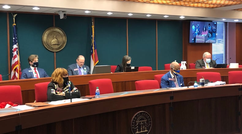 Members of the Georgia House Election Integrity Committee listened to testimony from Aunna Dennis, executive director for Common Cause Georgia, on Thursday. MARK NIESSE / MARK.NIESSE@AJC.COM