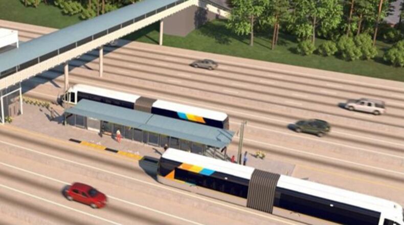 Illustrative representation of BRT on SR 400 Express Lanes, and subject to change.