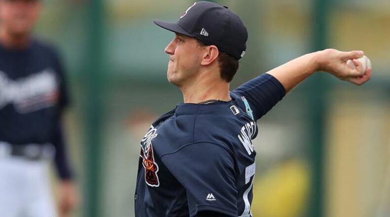 Patrick Weigel, the Braves’ minor league pitcher of the year in 2016, was reassigned to minor league camp Thursday, the 10th roster move made in three days by the Braves. (Curtis Compton/ccompton@ajc.com)