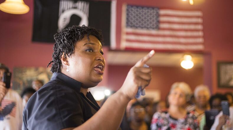 Stacey Abrams, the Democratic candidate in Georgia’s race for governor, faced criticism for not voting on a bill targeting sex trafficking during her time as state House minority leader. Abrams’ camp said the candidate didn’t like the bill’s sentencing limits, but a Republican lawmaker said she “lacked the guts to vote no” on the 2017 legislation. (ALYSSA POINTER/ALYSSA.POINTER@AJC.COM)