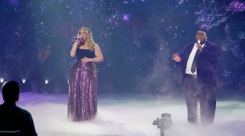 Grace Kinstler and Willie Spence sing a duet during "American Idol" on May 16, 2021. (ABC/Eric McCandless)