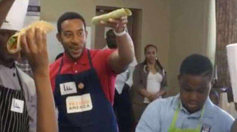 I took this photo of Ludacris at an after-school program in Atlanta. He was teaching the kids about healthy eating. Photo: Jennifer Brett