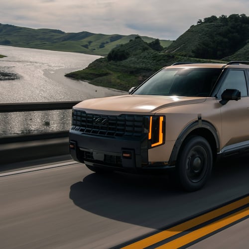 This photo provided by Kia shows the 2027 Telluride three-row SUV. The redesigned Telluride boasts plenty of style, loads of features, and a strong turbocharged engine. (Courtesy of Kia America via AP)