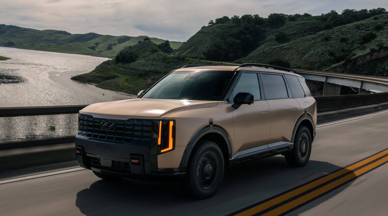 This photo provided by Kia shows the 2027 Telluride three-row SUV. The redesigned Telluride boasts plenty of style, loads of features, and a strong turbocharged engine. (Courtesy of Kia America via AP)