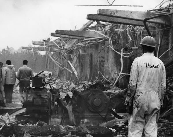 The explosion aftermath at the Thiokol Chemical Corporation in Camden County in 1971. (AJC)