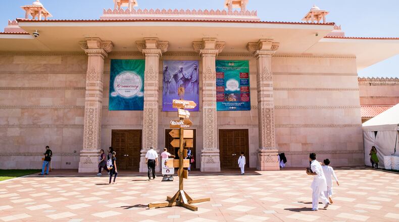 The Hindu Temple BAPS Shri Swaminarayan Mandir in Lilburn celebrates 10 years in this temple. Construction and architecture of the intricate buildings are exclusively stone and based on specific measurements from ancient text, no nails, rebarb, etc. The hand carved limestone, marble and sandstone pieces were carved in India and assembled, similar to a puzzle, in Lilburn 10 years ago. Local and international Hindus have volunteered more than a million hours of service, making the 17 months of construction a record for the structures.