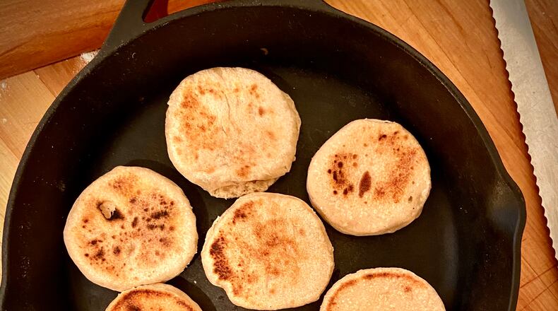 A 10-inch cast-iron pan makes a perfect stovetop "oven" for cooking tigelle.
Courtesy of Nicole Lewis
