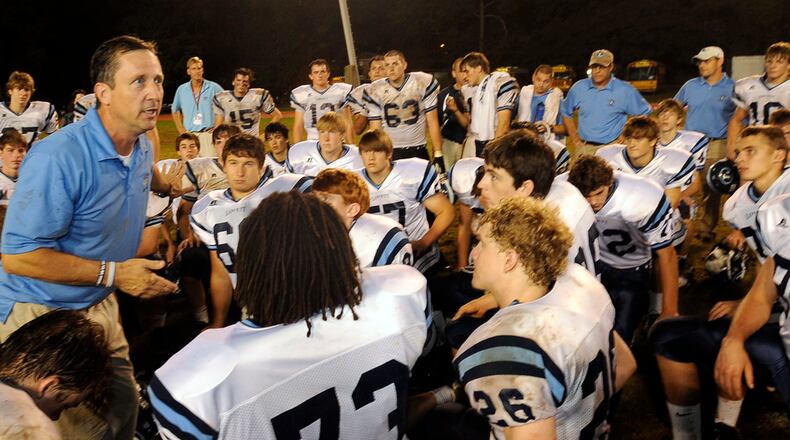 Lovett Lions coach Mike Muschamp talks to his squad after beating Towers.