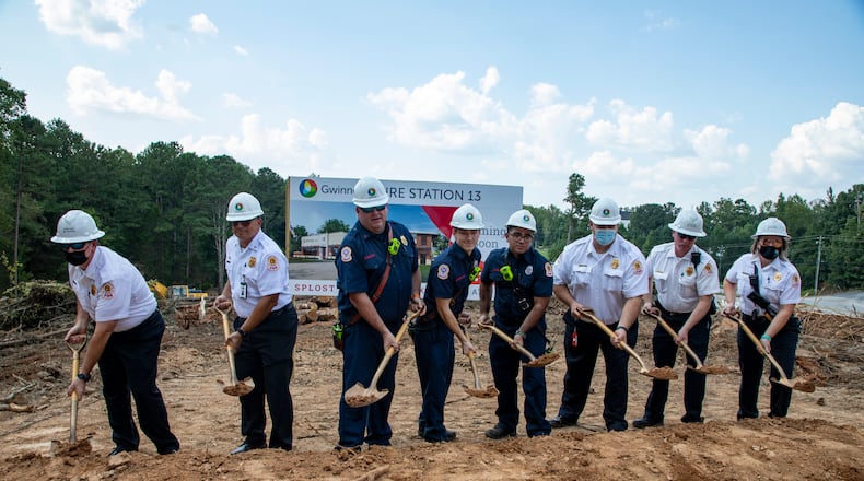 On September 14, 2021, officials gathered to cut the ribbon on the new Fire Station 13 at 105 Main Street in Suwanee. (Courtesy Gwinnett County)