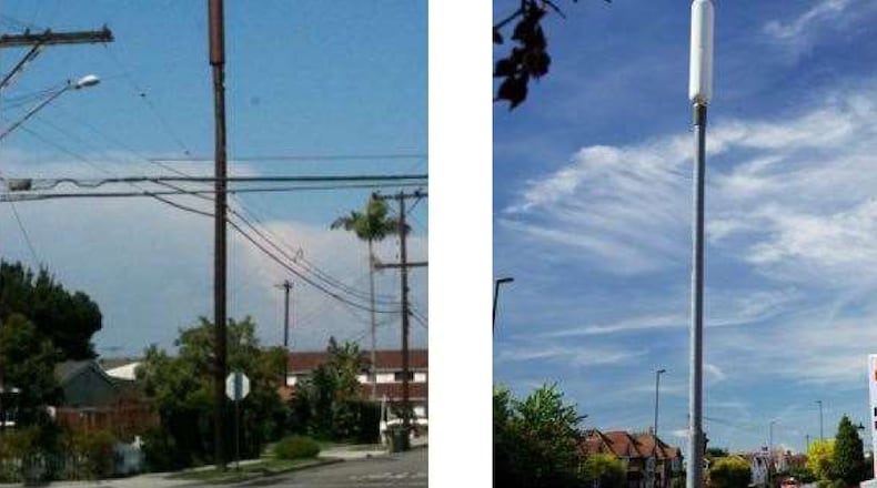 A “small cell” wireless tower like these has been proposed for Morris Road in Milton. CITY OF MILTON