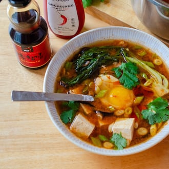 Make "takeout" at home with this quick and easy recipe for Korean-Inspired Spicy Tofu Hot Pot. (Courtesy of Virginia Willis)