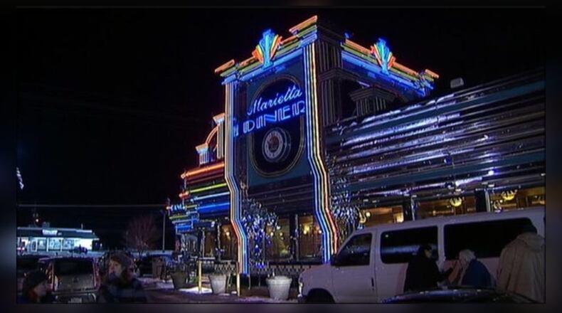 A pedestrian died after a car hit him in front of the Marietta Diner, police said.