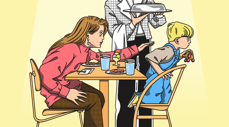 Taking children to restaurants is OK, even at fine-dining establishments, but parents can follow these insider tips to make the evening enjoyable for them, their kids, restaurant staff and other diners. (Illustration: Broly Su/AJC)