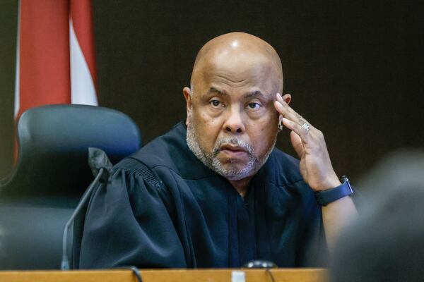 Judge Ural Glanville is shown in his courtroom during the hearing of the key witness Kenneth Copeland in the Atlanta rapper Young Thug trial at the Fulton County Courthouse on Monday, June 10, 2024, in Atlanta. 
(Miguel Martinez / AJC)