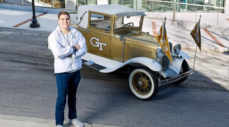 Georgia Tech fifth-year student Ben Damus of St. Augustine, Fla., will serve as the driver of the Ramblin' Wreck this football season. The car was restored over the summer. (Photo courtesy Randy McDow, Randmc Photography)