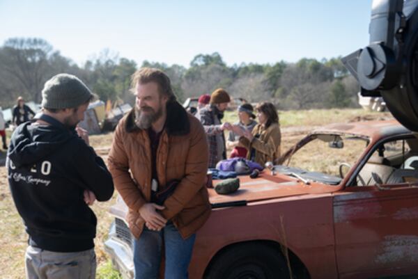 David Harbour on set of "Stranger Things" in Georgia in 2024 during the final season shoot. NETFLIX