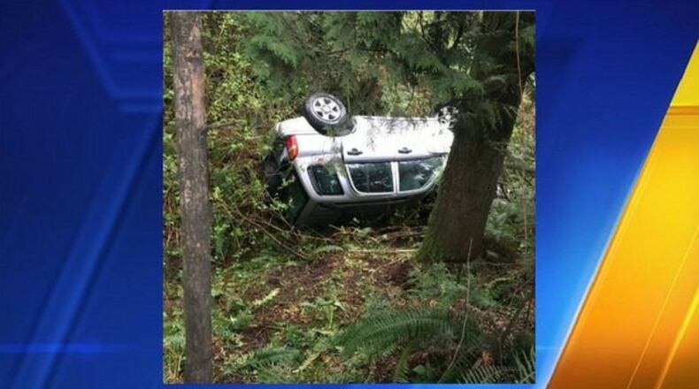 A man was stuck in an overturned vehicle for more than 12 hours, police said.