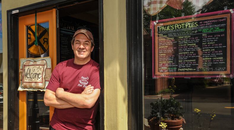 Paul Lubertazzi is owner and chef at Paul’s Pot Pies, located just off the square in Marietta. (Beckysteinphotography.com)