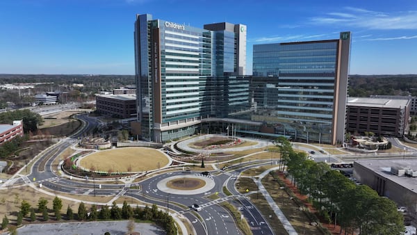 An aerial image shows Children’s Healthcare of Atlanta's Arthur M. Blank Hospital on Thursday, Dec. 11, 2025. (Miguel Martinez/AJC)