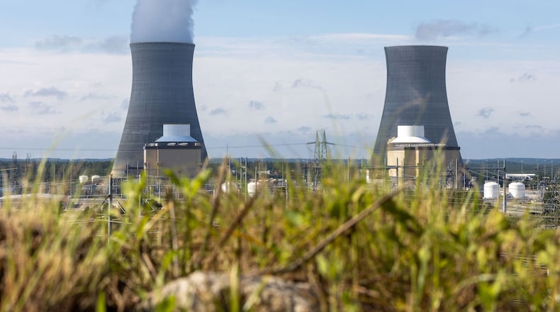Left to right, are units 3 and 4 at Plant Vogtle, in Burke County near Waynesboro, Georgia, on Monday, July 31, 2023. Unit 3 entered service on July 31 and made history as the first nuclear reactor built from scratch in the U.S. in more than three decades. (Arvin Temkar/The Atlanta Journal-Constitution/TNS)
