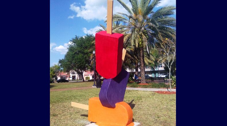 “Ice Pops” by artist Craig Gray in Riverside Park is one of 10 sculptures in this year’s ArtAround Roswell Sculpture Tour. An opening celebration is set for 11:30 a.m., April 14, at Riverside Park. ROSWELL ARTS FUND